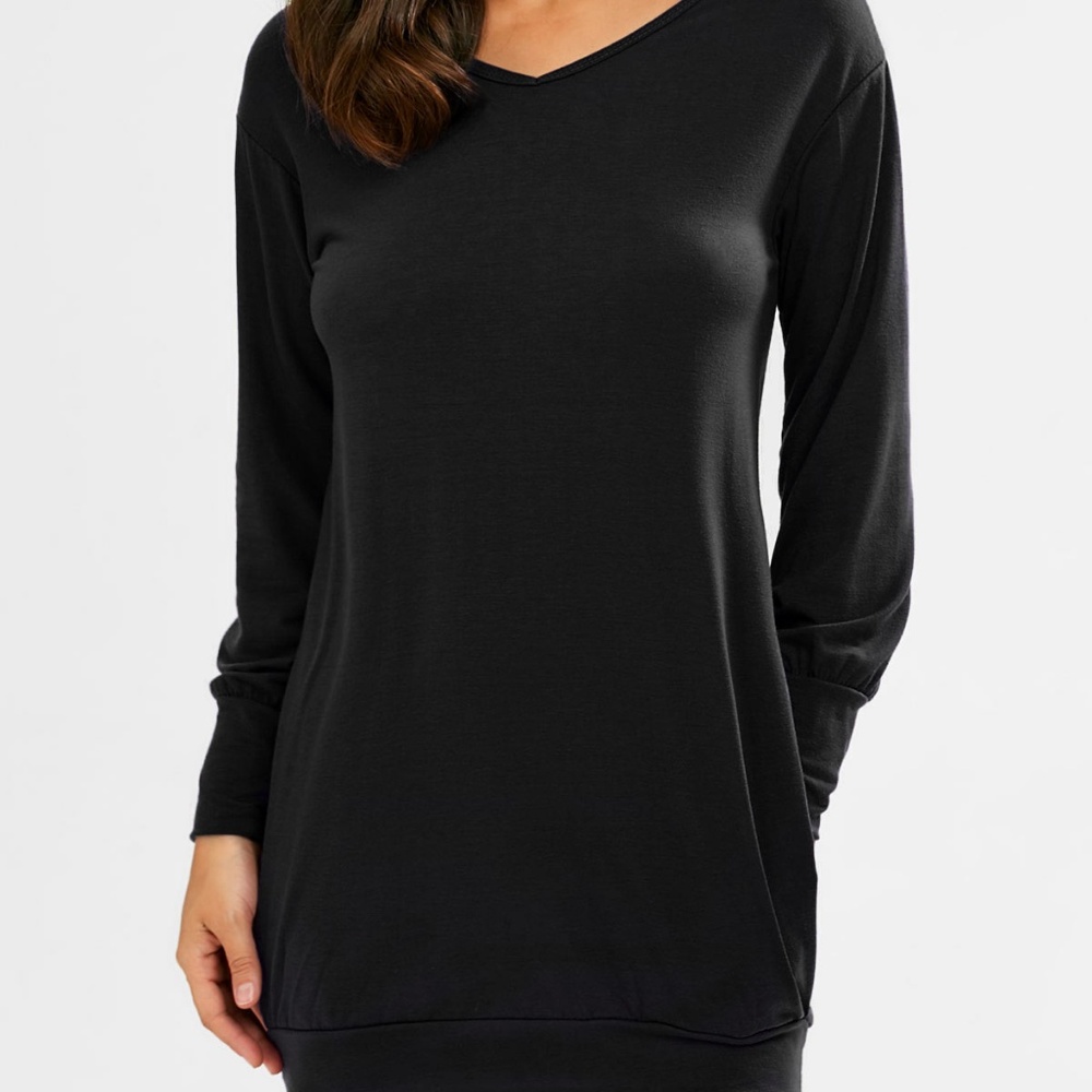 Long Sleeve Short Tunic T-shirt Dress